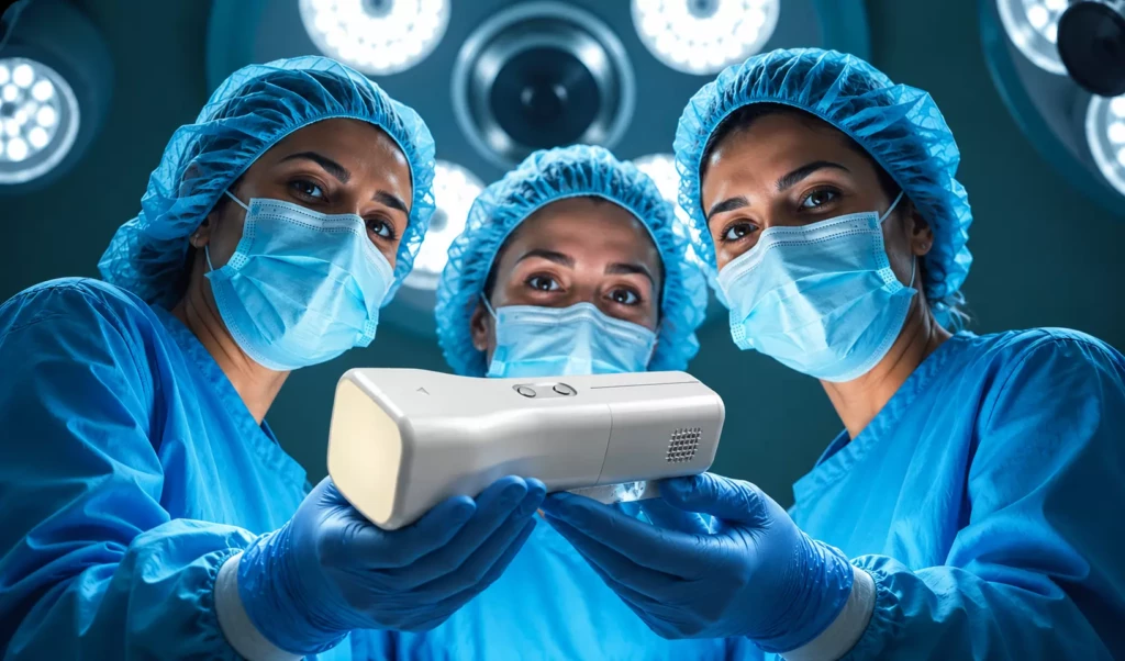 AR glasses view with tumour overlay
